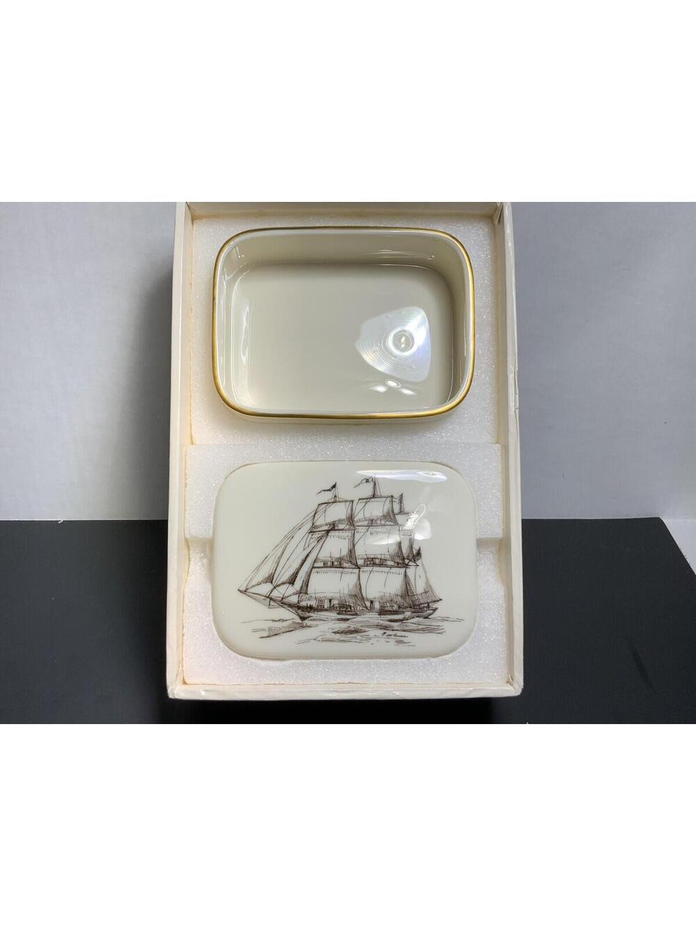 Lenox Golden West Clipper Ship Trinket Box
